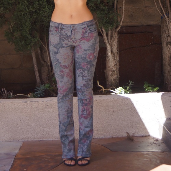 BLEULAB Reversible 2in1 Boot Cut Jeans Dark Blue and Floral Print Size 25 - Picture 4 of 12